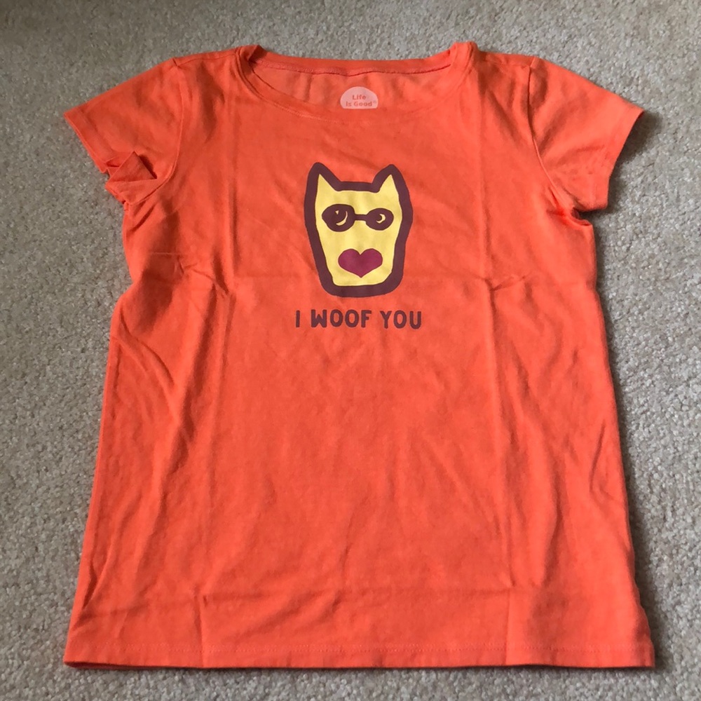 Life is good orange T-shirt girls (10) size L NWT